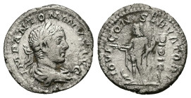 Elagabalus, AD 218-222. AR, Denarius. 2.65 g. 19.05 mm. Rome.
Obv: IMP ANTONINVS AVG. Bust of Elagabalus, laureate, draped, right.
Rev: IOVI CONSERVAT...