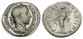 Severus Alexander, AD 222-235. AR, Denarius. 2.49 g. 19.14 mm. Rome.
Obv: IMP C M AVR SEV ALEXAND AVG. Bust of Severus Alexander, laureate, draped, ri...