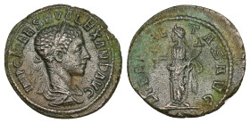 Severus Alexander, AD 222-235. AR, Denarius (?). 2.75 g. 20.33 mm. Rome.
Obv: IMP C M AVR SEV ALEXAND AVG. Bust of Severus Alexander, laureate, draped...