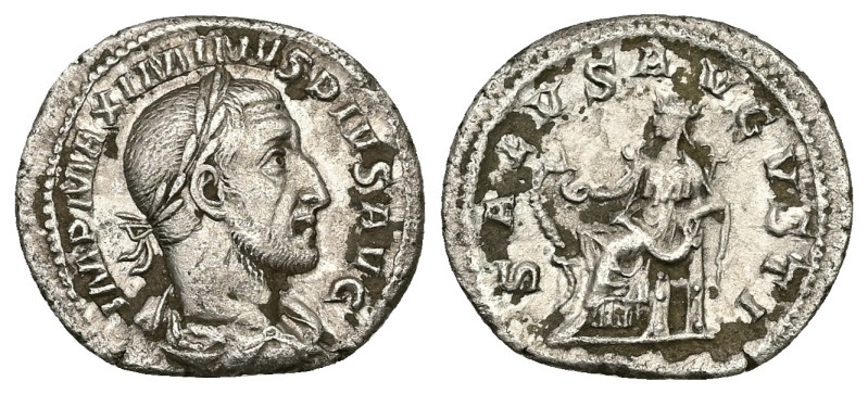 Maximinus Thrax, AD 235-238. AR, Denarius. 2.42 g. 20.01 mm. Rome.
Obv: IMP MAXI...