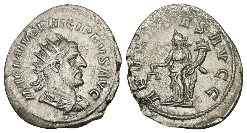 Philip I, AD 244-249. AR, Antoninianus. 3.04 g. 24.99 mm. Antioch.
Obv: IMP M IV...