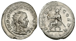 Philip I, AD 244-249. AR, Antoninianus. 5.50 g. 23.93 mm. Rome.
Obv: IMP M IVL PHILIPPVS AVG. Bust of Philip the Arab, radiate, draped, cuirassed, rig...