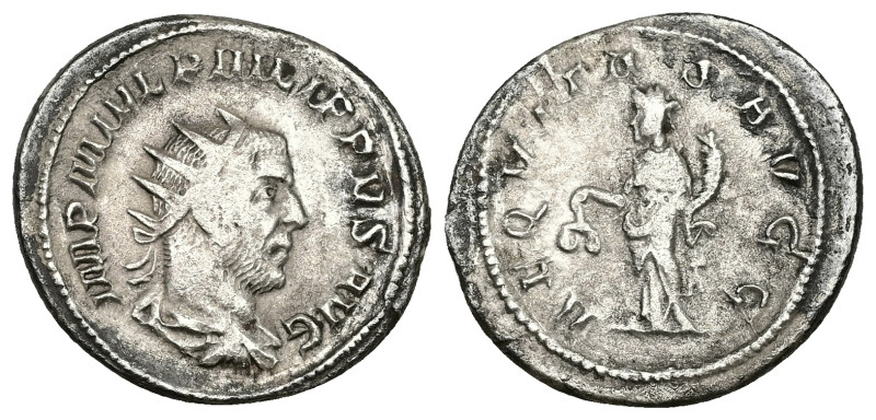 Philip I, AD 244-249. AR, Antoninianus. 4.61 g. 24.31 mm. Antioch.
Obv: IMP M IV...