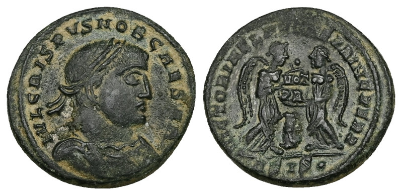 Crispus as Caesar, AD 317-326. AE, Follis. 3.48 g. 20.49 mm. Siscia.
Obv: IVL CR...