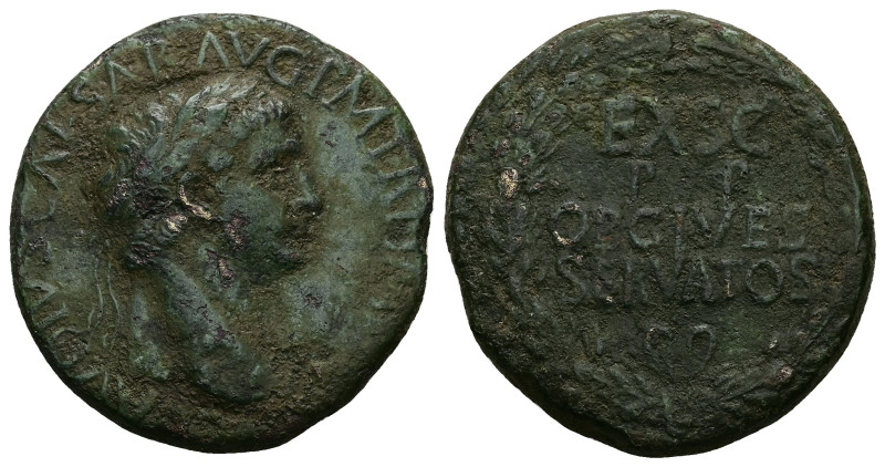 Claudius (AD 41–54). Sestertius. Rome. AE. 21.25 g. 32.75 mm.
Obv: Laureate head...