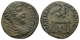 Thrace, Anchialus. Septimius Severus. AD 193-211. AE. 9.83 g. 25.72 mm.
Obv: […] CΕΥΗΡΟC ΠΕ. Laureate, draped and cuirassed bust of Septimius Severus,...