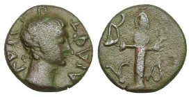 Troas, Abydus. Trajan, AD 98–117. AE. 2.96 g. 15.57 mm.
Obv: ΤΡΑΙΑ[Ν] ΚΑΙϹΑΡ (retrograde). Bare head of Trajan, r.
Rev: ΑΒΥ. Cult statue of Ephesian...
