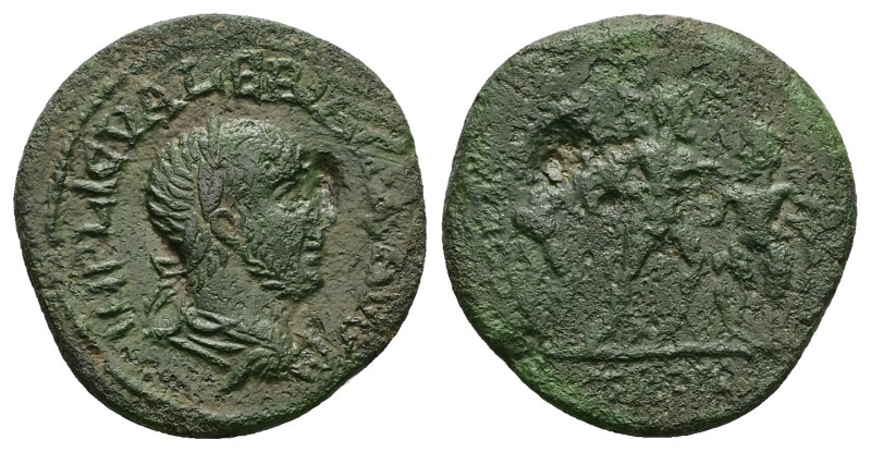 Troas, Alexandria. Valerian I, AD 253-260. AE, As. 5.47 g. 22.14 mm.
Obv: IMP LI...