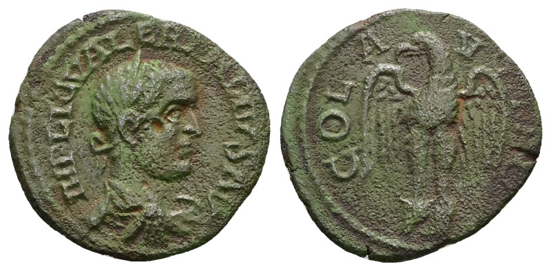 Troas, Alexandria. Valerian I, AD 253-260. AE, As. 3.51 g. 21.85 mm. 
Obv: IMP L...