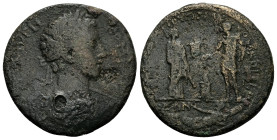 Lesbos, Koinon of Lesbos. Commodus, AD 177-192. AE. 19.33 g. 34.06 mm.
Obv: [ΑVΤ Κ Μ] ΑVΡΗ ΚOΜOΔOC. Laureate-headed bust of Commodus, wearing cuirass...
