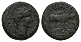 Ionia, Ephesus. Antoninus Pius, AD 138-161. AE. 5.65 g. 18.00 mm.
Obv: ΚΑΙ ΑΝΤΩΝƐΙΝΟϹ. Laureate head of Antoninus Pius, right.
Rev: ƐΦƐϹΙΩΝ. Boar runn...