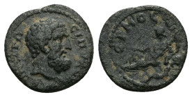 Lydia, Magnesia ad Sipylum. Pseudo-autonomous, AD 2nd-3rd centuries. AE. 2.00 g. 15.34 mm.
Obv: ΜΑΓΝΗΤΩ ϹΙΠΥΛΟΥ. Head of Mount Sipylos, right.
Rev: ƐΡ...