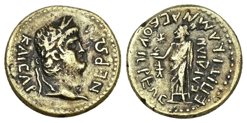 Lydia, Sardes. Nero, AD 54-68. AE. 4.38 g. 19.22 mm.
Obv: ΝΕΡΩΝ ΚΑΙϹΑΡ. Laureate...