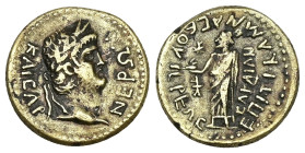 Lydia, Sardes. Nero, AD 54-68. AE. 4.38 g. 19.22 mm.
Obv: ΝΕΡΩΝ ΚΑΙϹΑΡ. Laureate head of Nero, right.
Rev: ƐΠΙ ΤΙ ΚΛ ΜΝΑϹΕΟΥ ΙΕΡΕΩϹ ϹΑΡΔΙΑΝΩΝ. Zeus st...