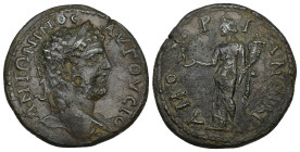 Phrygia, Amorium. Trajan, AD 98–117. AE. 16.03 g. 32.41 mm.
Obv: ANTΩNINOC AVΓOVCTO[C]. Laureate head of Caracalla, r.
Rev: AMOPIANΩN. Tyche standin...