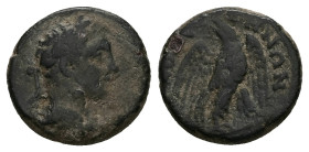 Phrygia, Sebaste. Pseudo-autonomous, AE. 2.90 g. 15.71 mm. Uncertain reign.
Obv: Laureate bust of Heracles, r. with lion skin tied round neck.
Rev: [Ϲ...