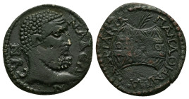 Phrygia, Synnada. Pseudo-autonomous, Time of Trajanus Decius (AD 249-251). AE. 6.24 g. 25.14 mm.
Obv: ϹΥΝΝΑΔƐΩΝ. Bare head of Heracles, right.
Rev: ...