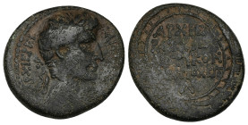 Syria, Antioch. Augustus, 27 BC–AD 14. AE. 15.28 g. 28.83 mm. Dated year 30 of the Actian Era (2/1 BC).
Obv: ΚΑΙΣ[ΑΡΙ ΣΕΒΑΣΤΩ] ΑΡΧΙΕΡΕΙ. Laureate head...