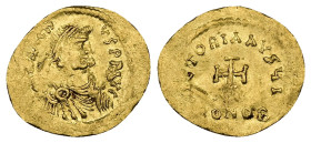 Heraclius, AD 610-641. AV, Tremissis. 1.48 g. 17.70 mm. Constantinople. 
Obv: [δN hЄRA]CLIЧS PP AV. Bust of Heraclius facing right, beardless, wearing...