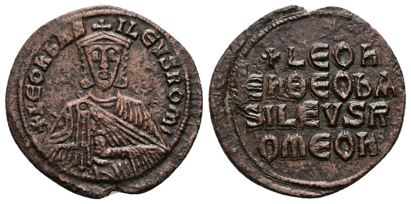 Leo VI the Wise, AD 886-912. AE, Follis. 7.23 g. 27.72 mm. Constantinople.
Obv: ...