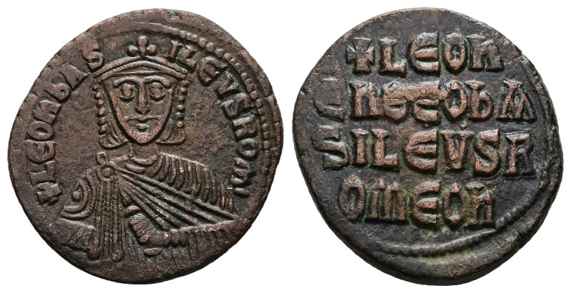 Leo VI the Wise, AD 886-912. AE, Follis. 8.31 g. 26.76 mm. Constantinople.
Obv: ...