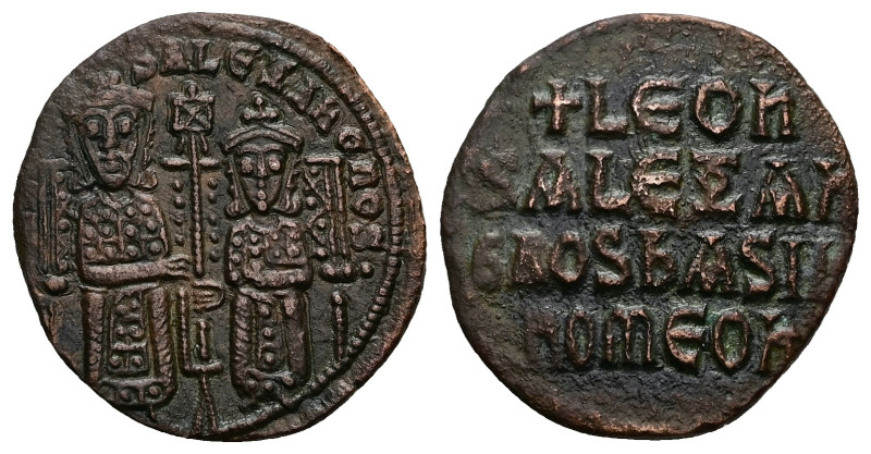 Leo VI the Wise and Alexander, AD 886-912. AE, Follis. 5.38 g. 24.56 mm. Constan...