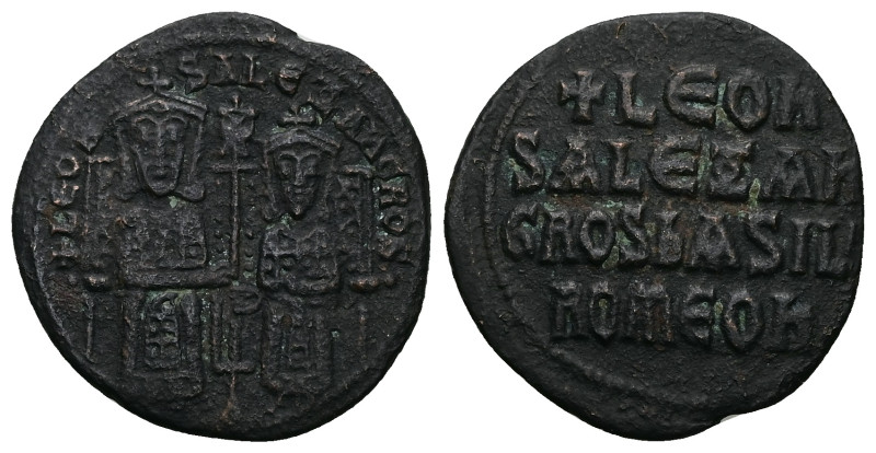 Leo VI the Wise and Alexander, AD 886-912. AE, Follis. 6.69 g. 26.23 mm. Constan...