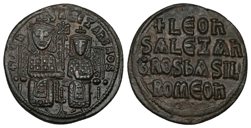 Leo VI the Wise and Alexander, AD 886-912. AE, Follis. 7.76 g. 26.09 mm. Constan...