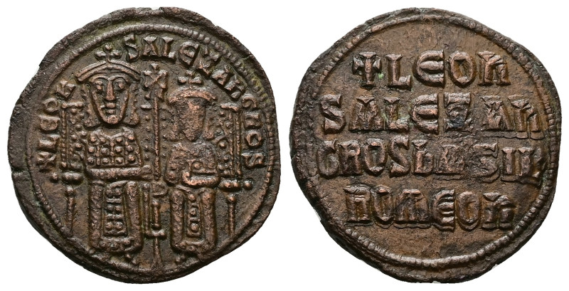 Leo VI the Wise and Alexander, AD 886-912. AE, Follis. 7.80 g. 27.31 mm. Constan...