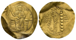 Alexius I Comnenus, AD 1081-1118. AV, Hyperpyron. 4.34 g. 29.50 mm. Constantinople.
Obv: + KЄ RO-[HΘ]ЄI. Christ, bearded and nimbate, wearing tunic an...