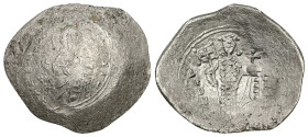 Alexius I Comnenus, AD 1081-1118. Bl, Trachy. 3.97 g. 29.87 mm. Philippopolis.
Obv: Christ seated facing on backless throne, with nimbus cross, holdin...