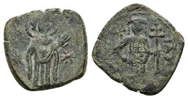 Empire of Nicaea. John III Ducas-Vatatzes, AD 1222-1254. AE, Tetarteron. 1.75 g. 19.48 mm. Magnesia. 
Obv: Mary, nimbate, standing three quarters to r...