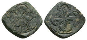 Empire of Nicaea, uncertain emperor. c. AD 1227-1261. AE, Tetarteron. 2.90 g. 20.25 mm. Uncertain mint.
Obv: MP̅-ΘV̅. Virgin nimbate, orans, wearing t...