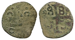 Crusaders, Mytilene (Lordship). Francesco I Gattilusio, AD 1355-1384. Bl, Denaro. 0.74 g. 16.79 mm.
Obv: Castle Tournois.
Rev: Palaeologan tetragramma...