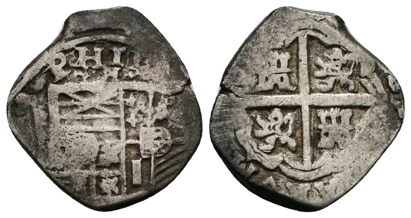Spain. Philip, AR, 2 reales. 6.72 g. 22.89 mm.
Obv: PHILI[PPVS D G HISPANIA]. Cr...