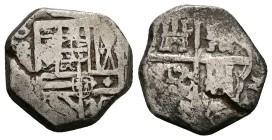 Spain. Philip, AR, 2 reales. 6.85 g. 19.82 mm.
Obv: [PHILIPPVS D G HISPANIA]. Crowned arms.
Rev: Cross with castles and lions in angles, in octolobe. ...