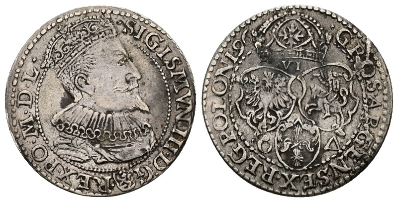 Sigismund III Vasa, AD 1587-1632. AR, 6 Grosz. 4.80 g. 27.96 mm.
Obv: SIGISMVN I...