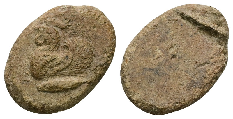 PB Mysia. Cyzicus. Seal (c. 550–450 BC)
Obv: Forepart of cock left; below, tunn...