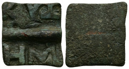 PB Mysia, Cyzicus. Hemistateron weight (1st century BC–2nd century AD)
Square in form, rounded corners. On the face, torch; above, KYZ; below, denomi...