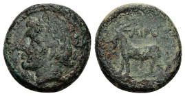 Thrace, Aigospotamoi. AE, 8.06 g 20.33 mm. Late 4th century BC. 
Obv: Head of goddess (Demeter?) left, wearing stephane. Dotted border. 
Rev.: ΑΙΓΟ[ΣΠ...