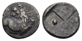 Thrace, Chersonesos. AR Hemidrachm, 2.23 g 13.59 mm. Circa 386-338 BC. 
Obv: Forepart of lion right, head left.
Rev: Quadripartite incuse square with ...