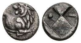 Thrace, Chersonesos. AR Hemidrachm. 2.20 g 12.40 mm. Circa 386-338 BC. 
Obv: Forepart of lion right, head left.
Rev: Quadripartite incuse square; star...