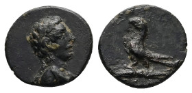 Kings of Thrace, Odrysian. Kotys IV. Ae, 1.41 g 13.90 mm. Circa 171-167 BC.
Obv.: Bustright.
Rev.: [ΒΑΣΙΛΕΟΣ ΚΟΤΥΟΣ]; Eagle standing left on thunderbo...