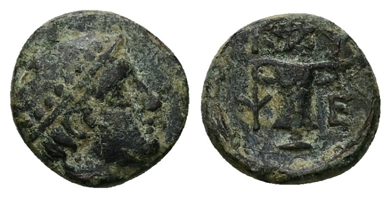 Thrace, Kypsela. Ae, 1.81 g 12.06 mm. Circa 420-380 BC.
Obv: Head of Hermes righ...