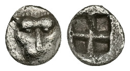 Cimmerian Bosporos, Pantikapaion. AR Hemiobol, 0.44 g 8.60 mm. Circa 470-460 BC. 
Obv: Head of lion facing 
Rev: Quadripartite incuse square. 
Ref: Fr...