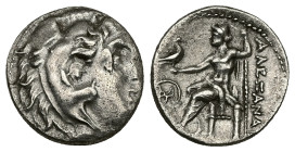 Kings of Macedon, Alexander III 'the Great'. AR Drachm, 4.18 g 17.10 mm. 336-323 BC. Mylasa.
Obv: Head of Herakles right, wearing lion skin.
Rev: AΛΕΞ...