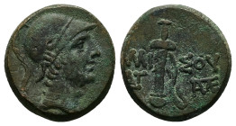 Pontos, Amisos. Ae, 8.52 g 19.76 mm. Time of Mithradates VI. Circa 111-105 or 95-90 BC. 
Obv: Helmeted head of Ares right.
Rev: AMI - ΣOY. Sword in sh...