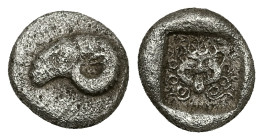 Troas, Kebren. AR Hemidrachm, 1.87 g 11.22 mm. 5th century BC. 
Obv: Head of a ram to left. 
Rev: Facing gorgoneion with protruding tongue within incu...