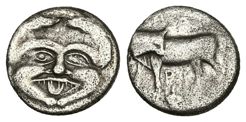 Mysia, Parion. AR Hemidrachm, 2.10 g 13.89 mm. 4th century BC. 
Obv: Facing gorg...