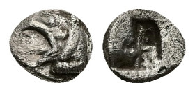 Ionia, Phokaia. AR Hemiobol, 0.34 g 6.67 mm. Circa 521-478 BC.
Obv: Head of griffin left.
Rev: Quadripartite incuse square.
Ref: Cf. SNG Kayhan 514-6 ...